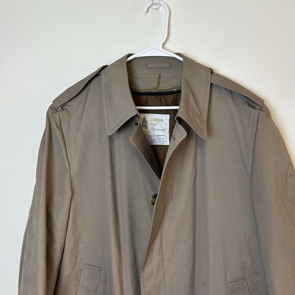 London Fog Maincoats Trench Coat Men’s 44R Khaki Tan Lined Gorpcore Old Money - Picture 2 of 15